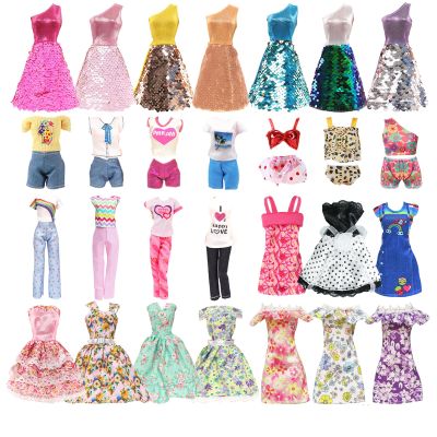25 PCS Doll Clothes for 11.5 inch Girl Doll Including 3 Flower Dress 2 Seqien Dress 3 Casual Wear 2 Fashion Dress 2 Swimwear 10 Accessories Birthday for Girls Style in Random