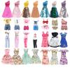 25 PCS Doll Clothes for 11.5 inch Girl Doll Including 3 Flower Dress 2 Seqien Dress 3 Casual Wear 2 Fashion Dress 2 Swimwear 10 Accessories Birthday for Girls Style in Random view 1