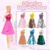 25 PCS Doll Clothes for 11.5 inch Girl Doll Including 3 Flower Dress 2 Seqien Dress 3 Casual Wear 2 Fashion Dress 2 Swimwear 10 Accessories Birthday for Girls Style in Random view 3