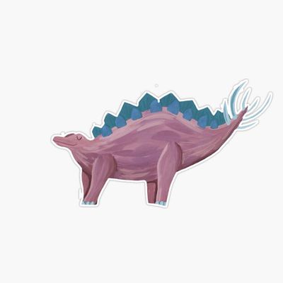 A Happy Stegosaurus in Purple Sticker Decal Size 5"