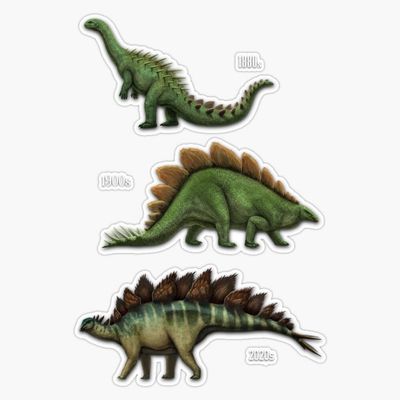 Stegosaurus Over The Years. Vintage Vs Modern Sticker Decal Size 5"