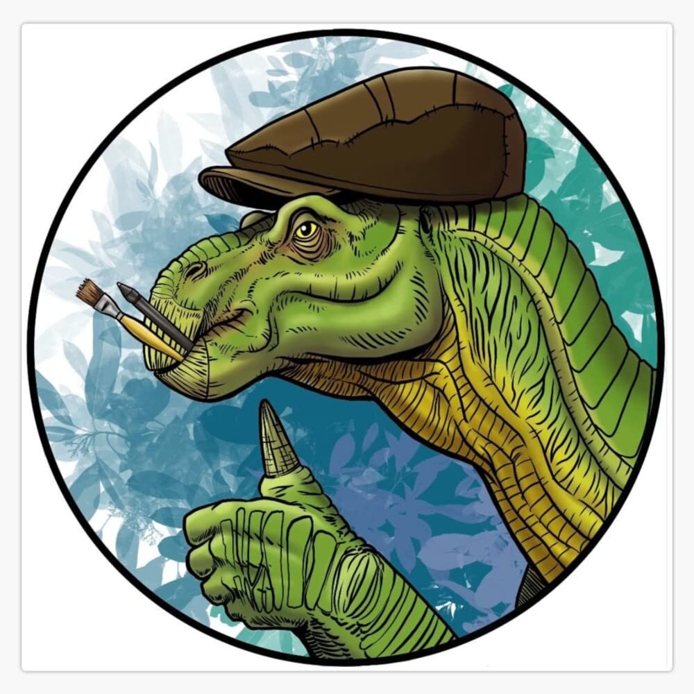 Iguanadon Give You an Artistic Thumbs-Up Sticker Decal Size 5"