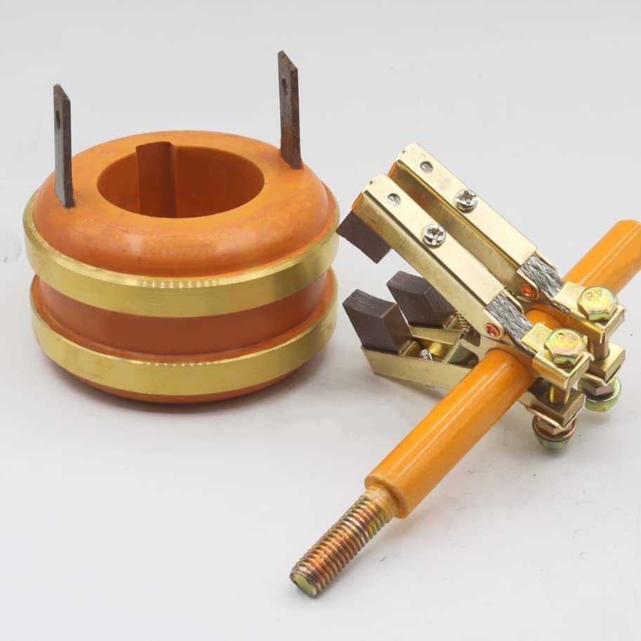 2 Ways,Generator Collector Ring,Bus Rings,Motor Collecting Ring, 2 Conductive Copper Slip Ring + Carbon Brush (Inner Diameter 30mm)