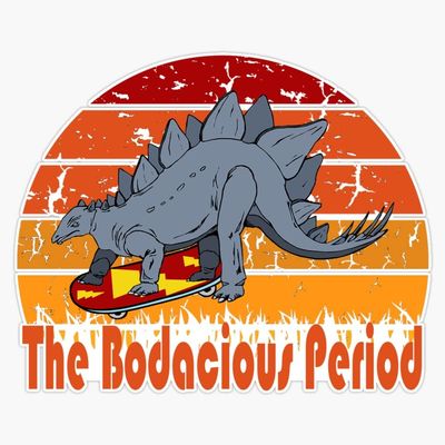 Funny Dinosaur The Bodacious Period Vintage 80'S Retro Skateboard Gift Sticker Decal Size 5"
