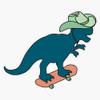 Skate Cowboy-Dinosaur Sticker Decal Size 5" view 1