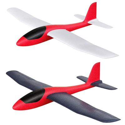 HAWK'S WORK 2 Pcs Foam Glider, 33.8" Super Large Airplane Toy Hand Throwing Plane, Outdoor Play & STEM & RC Conversion for Kids & All Age