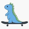 Dino On A Skateboard Sticker Decal Size 5" view 1