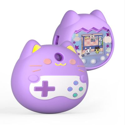 Silicone Cover Case Virtual Electronic pet Protective case Protective Skin Sleeve Shell Game Machine Protective Cover for Tamagotchi Pix for Children Birthday Gift (Purple)