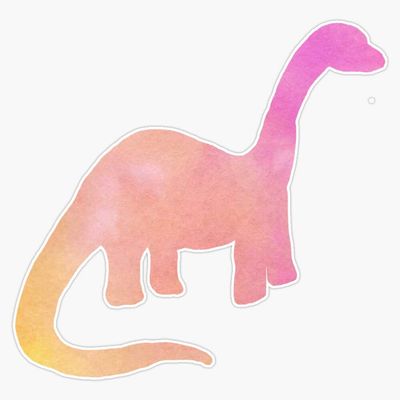 Pink Orange and Yellow Watercolor Brachiosaurus Dinosaur Sticker Decal Size 5"
