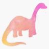 Pink Orange and Yellow Watercolor Brachiosaurus Dinosaur Sticker Decal Size 5" view 1