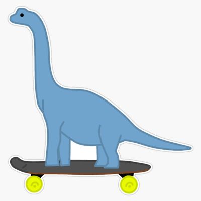 Dinosaur On Skateboard Sticker Decal Size 5"