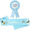 TWIKKA Welcome kidspal Pairs Blue Pink Mommy to Be Shoulder Strap and Daddy to Be Badge pin Set, Baby Shower Decoration Belt, Gender Reveal/Welcome kidspal Pairs Ideal Gift view 2