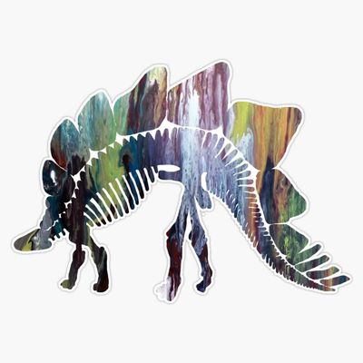 Stegosaurus Skeleton Sticker Decal Size 5"