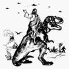 Cute Jesus Riding Dinosaurs Sticker Decal Size 5" view 1