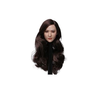 1/6 Scale Female Head Sculpt,Asian Girl Long Curls Hair Head Carved for 12inch PH TBL JO Female Action Figure Body (Brown Hair)
