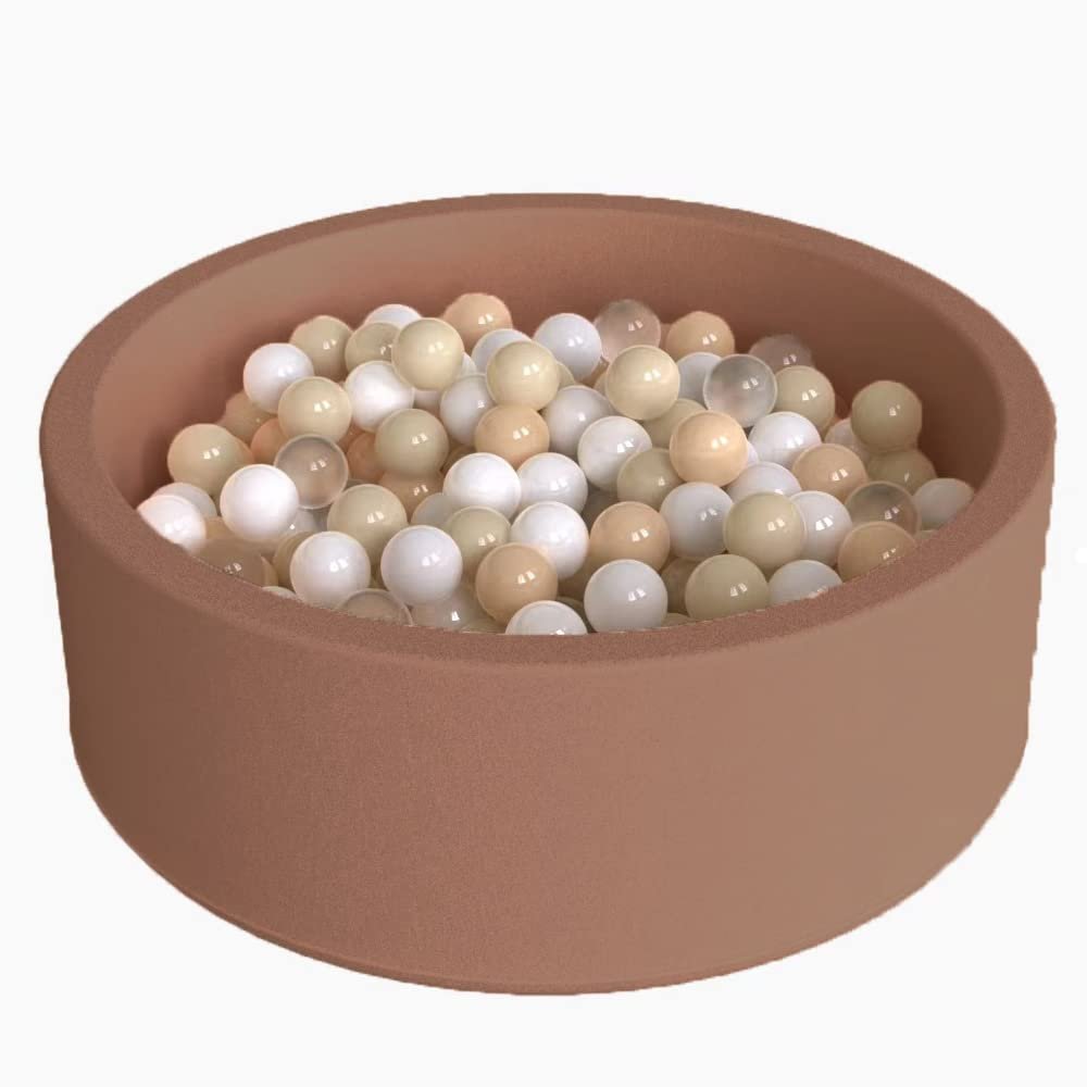 Wonder Space Deluxe Kids Round Ball Pit, Premium Handmade Kiddie Balls Pool, Soft Indoor Outdoor Nursery Baby Playpen, Ideal Gift Play Toy for Children Toddler Infant Boys and Girls (Brown)