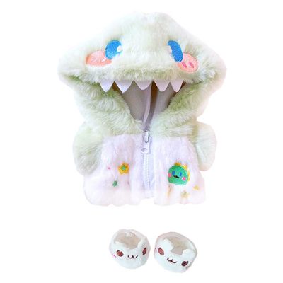 niannyyhouse 20cm Plush Doll Clothes Green Dinosaur Jacket Hoodie Shoes 8in Doll Accessories Dress Up (Green)