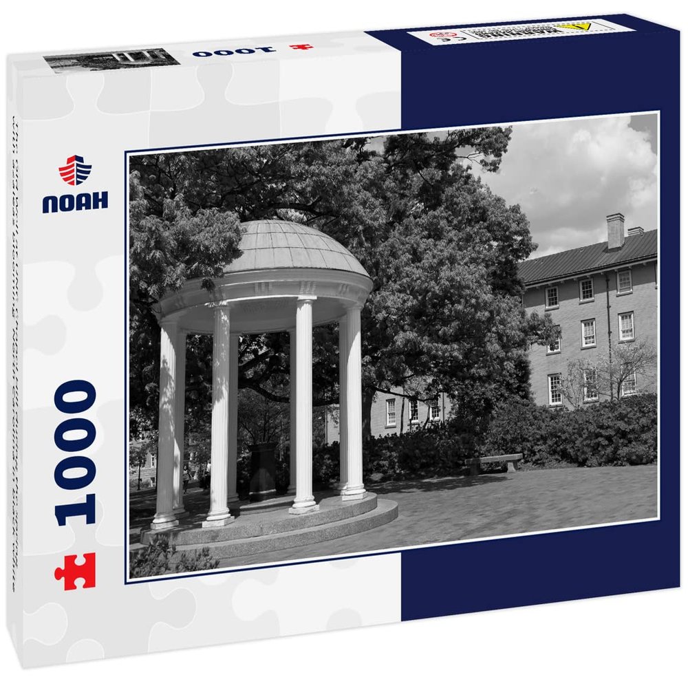Noah Jigsaw Puzzle The Old Well at UNC Chapel Hill During The Spring with Azaleas Blooming North Carolina in Black White 1000 Pieces