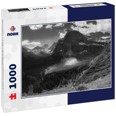 Noah Jigsaw Puzzle Grinnell Lake, Glacier National Park Montana in Black White 1000 Pieces