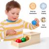 Busy edition Montessori Toys Object Permanence Box Soft Sound Wooden Baby Ball Drop Play for 6 Month 1 2 3 Year Old Toddlers Infant Early Age Toy (Red Green Blue) view 3