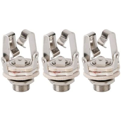 3X Jack 6.5 Two-Channel Audio Cable Connector Plug Socket with A Switch Stereo 6.5 Female for Guitar - (Color: Silver)