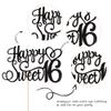 1 PCS Happy Sweet 16 Cake Topper Glitter 16th Birthday Cake Pick Cheers to 16 Years Sweet 16 Birthday Cake Decoration for Happy 16th Birthday Anniversary Party Decorations Supplies Black view 3