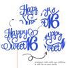 Happy Sweet 16 Cake Topper - Glitter Hello 16 Cheers to 16 Years Cake Pick - 16th Birthday Cake Decoration for Anniversary Party Supplies (Deep Blue, 1 PCS) view 3