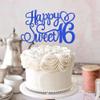 Happy Sweet 16 Cake Topper - Glitter Hello 16 Cheers to 16 Years Cake Pick - 16th Birthday Cake Decoration for Anniversary Party Supplies (Deep Blue, 1 PCS) view 4