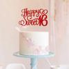 1 PCS Happy Sweet 16 Cake Topper Glitter 16th Birthday Cake Pick Cheers to 16 Years Birthday Cake Decoration for Happy 16th Birthday Anniversary Party Decorations Supplies Red view 4