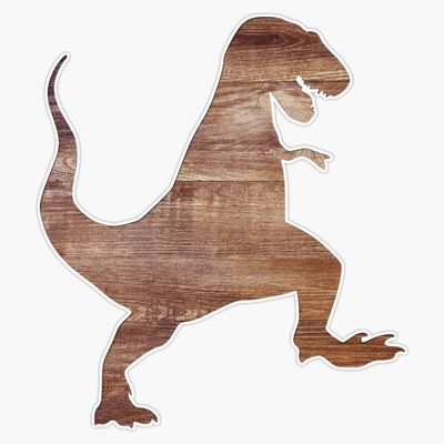 Dinosaur Carved Wood Sticker Decal Size 5"