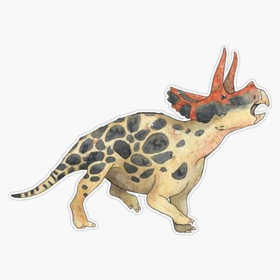 Watercolor Triceratops Sticker Decal Size 5"
