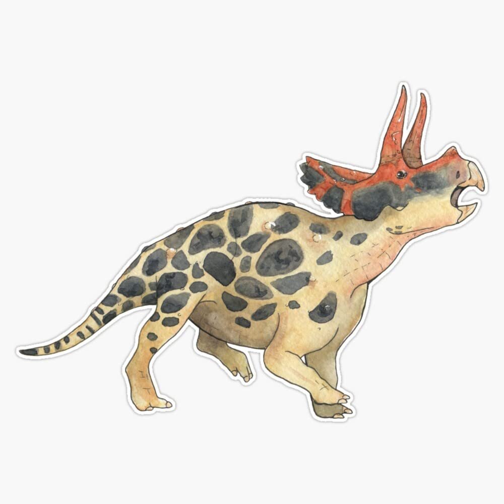 Watercolor Triceratops Sticker Decal Size 5"