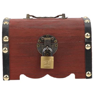 Cabilock Vintage Wooden Piggy Bank with Lock Treasure Chest Style Money Box for Kids and Adults Secure Coin Storage Savings Bank 5.85 X 1 X 5.85 Inches