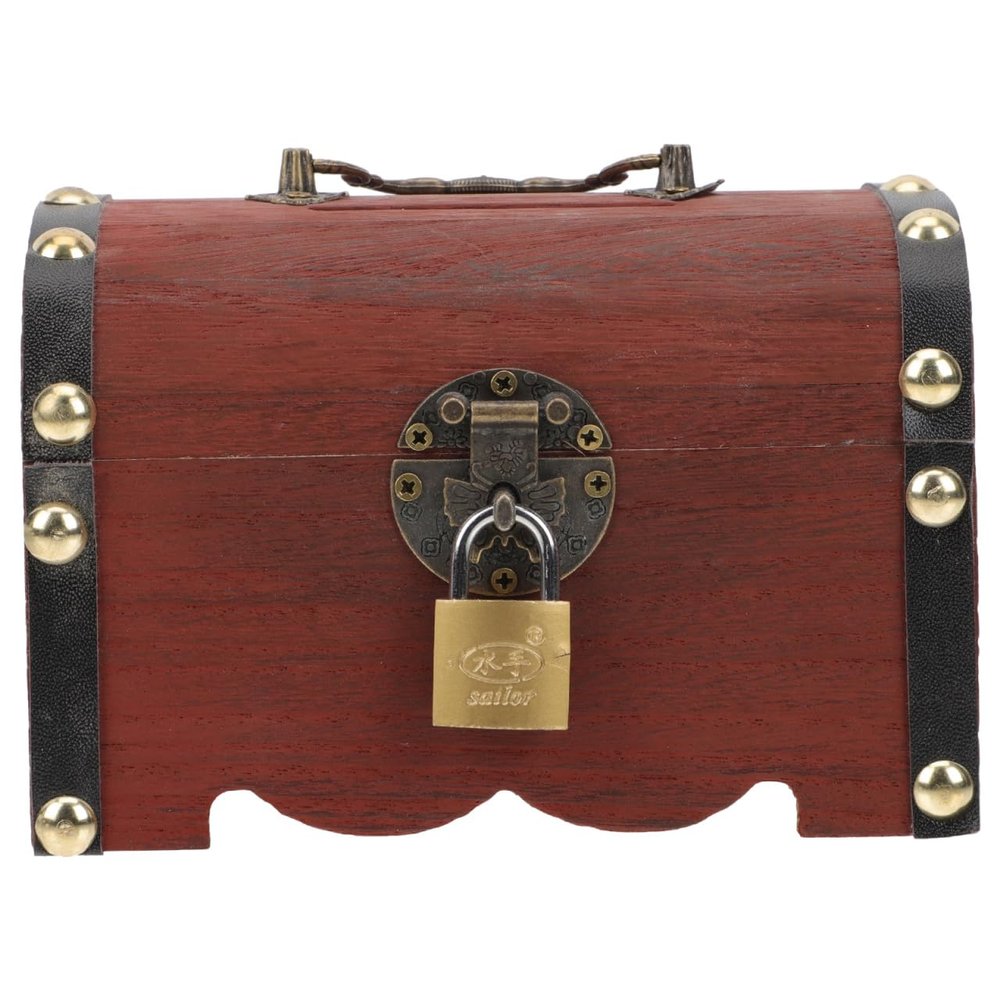 Cabilock Vintage Wooden Piggy Bank with Lock Treasure Chest Style Money Box for Kids and Adults Secure Coin Storage Savings Bank 5.85 X 1 X 5.85 Inches