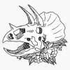 Triceratops with Flowers Sketch Sticker Decal Size 5" view 1