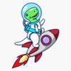Rocket Dino Sticker Decal Size 5" view 1