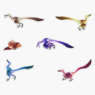 Color Velociraptors! 4 Sticker Decal Size 5"