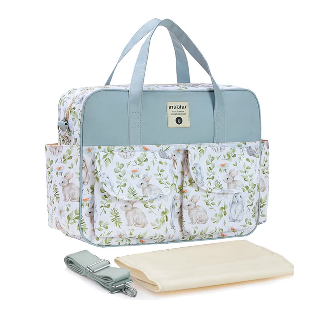 Alipher Diaper Tote Bag Waterproof Diaper Bag Portable Nappy Bag Travel Baby Bag Fashion Diaper Handbag For Women Men (Rabbit)