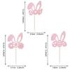 24 Pack Easter Bunny Ears Cupcake Toppers Glitter Carrot Egg Rabbit Ears Cupcake Picks Happy Easter Theme for Baby Shower Kids Birthday Party Cake Decorations Supplies Pink view 2