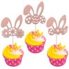 24 Pack Easter Rabbit Cupcake Toppers Glitter Carrot Eggs Bunny Ears Cupcake Picks Happy Easter Theme for Baby Shower Kids Birthday Party Cake Decorations Supplies Rose Gold view 1