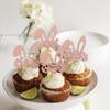 24 Pack Easter Rabbit Cupcake Toppers Glitter Carrot Eggs Bunny Ears Cupcake Picks Happy Easter Theme for Baby Shower Kids Birthday Party Cake Decorations Supplies Rose Gold view 4