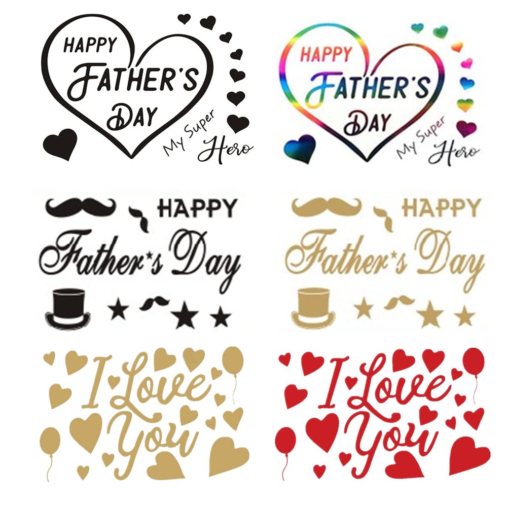 12pcs Fathers Day BOBO Balloon Stickers, Happy Father's Day Letters Decals, DIY Glass Sticker Party Supplies Decoration, for Transparent Balloons Wall Gift Decor