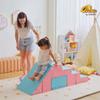 Qaba Toddlers Climbing Toys, Foam Climbing Blocks, 2 Pieces PU Leather Soft Play Set Indoor for Crawling or Sliding Aged 1-3 Years, Multicolor view 2