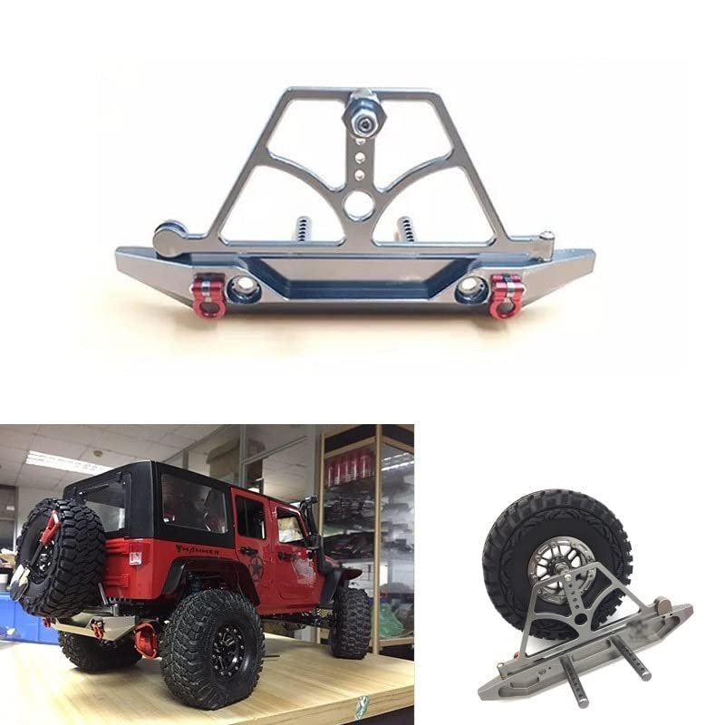 1/10 Rock Crawler Car Axail SCX10 Rear Bumper with Spare Tire Rack Winch Hook 100% and Easy to Install