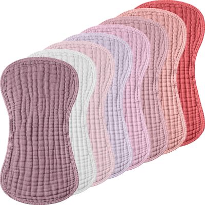 Frienda 8 Pack Muslin Burp Cloths Girl Large 20 x 10 Inch Cotton Burp Rags Absorbent Soft Newborn Face Towels for Newborn Baby Boy Essential Shower Gift Pink
