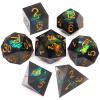 Haxtec DND Dice Set Black Sharp Edge Resin Dice with Dice Case Iridecent D&D Dice for RPG Compatible with Dungeons and Dragons DND Gift-Black Galaxy view 1