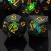 Haxtec DND Dice Set Black Sharp Edge Resin Dice with Dice Case Iridecent D&D Dice for RPG Compatible with Dungeons and Dragons DND Gift-Black Galaxy view 2