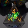 Haxtec DND Dice Set Black Sharp Edge Resin Dice with Dice Case Iridecent D&D Dice for RPG Compatible with Dungeons and Dragons DND Gift-Black Galaxy view 3