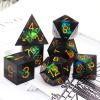 Haxtec DND Dice Set Black Sharp Edge Resin Dice with Dice Case Iridecent D&D Dice for RPG Compatible with Dungeons and Dragons DND Gift-Black Galaxy view 4