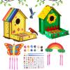 Crafts for Kids Ages 8-12 -Make Your Own Bird Feeder Wind Chime Kit with Diamond Stickers - 2 Pack Unfinished Wood DIY Kids STEM Painting Activities Crafts Outdoor Toys for Boys Girls Ages 6-8 3-5 view 1